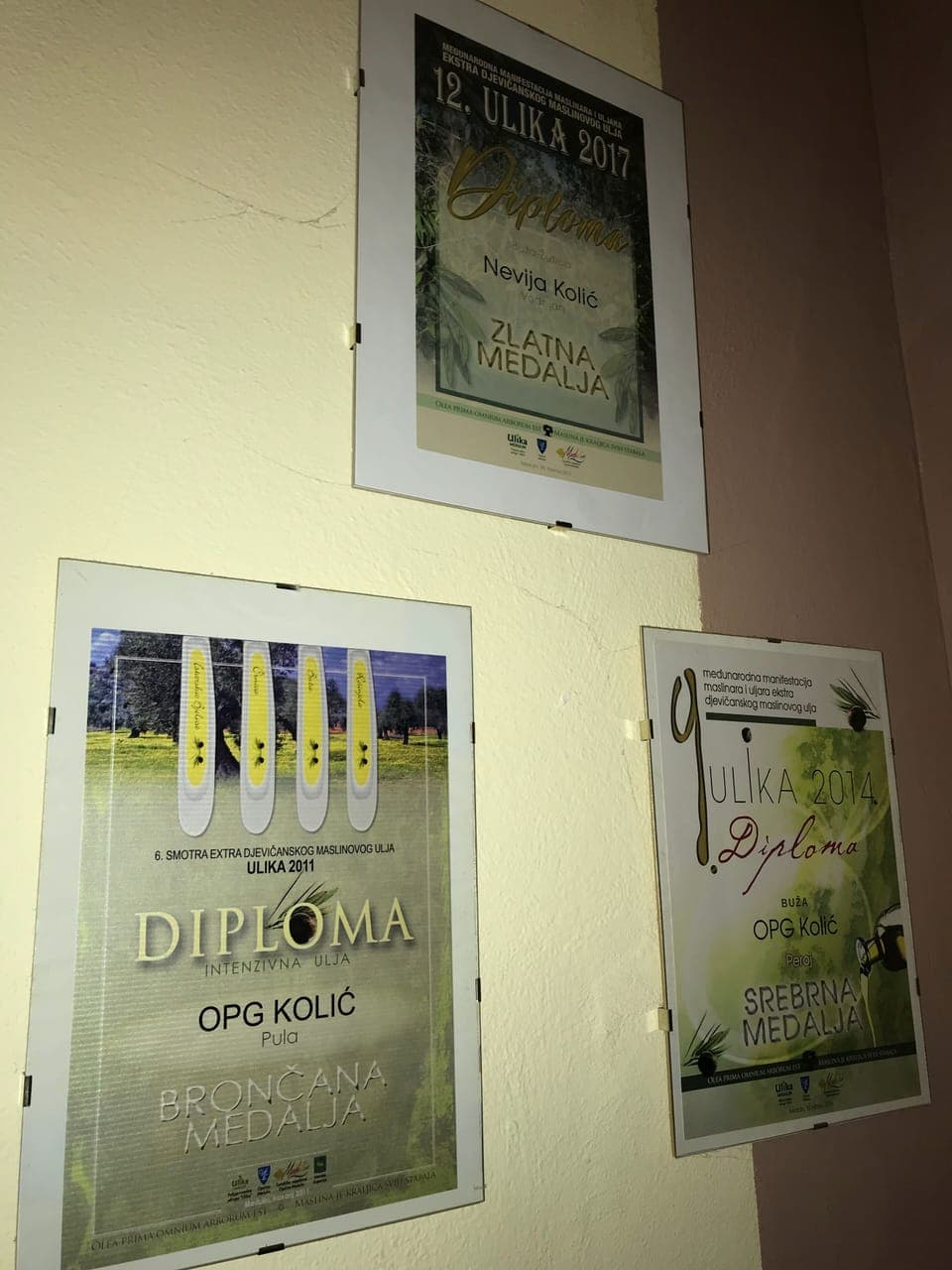 Olive oil competition in Croatia , first places for our family.