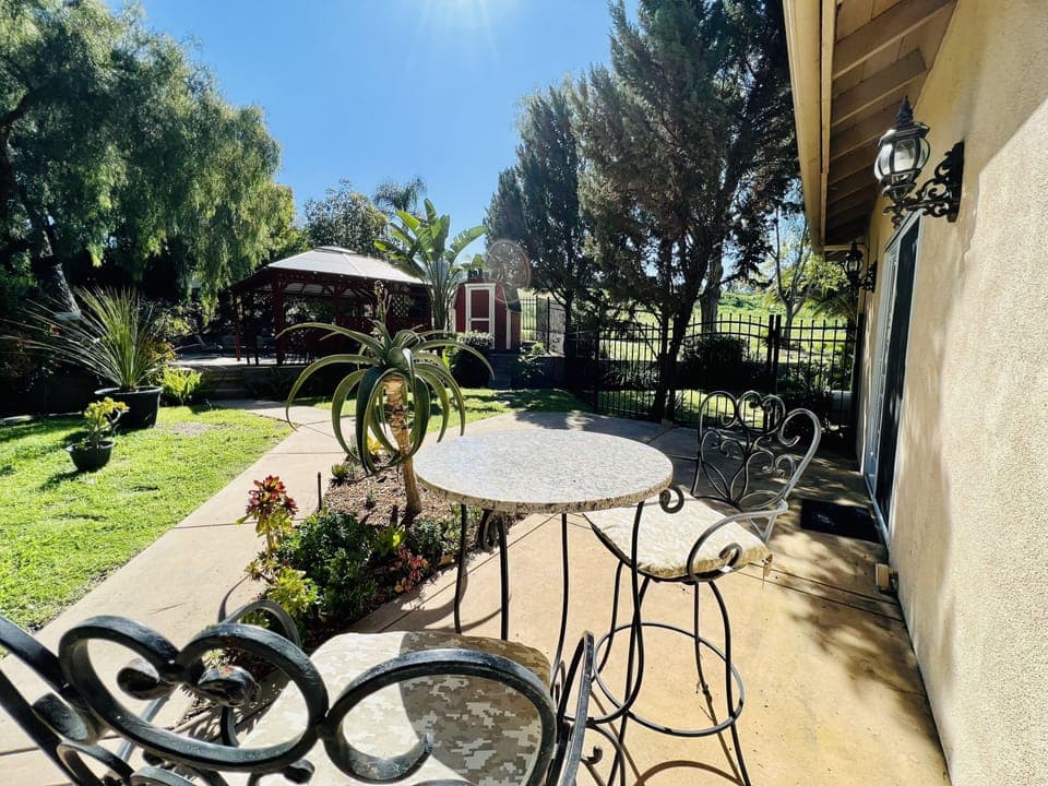 Enjoy early morning coffee at the bistro table