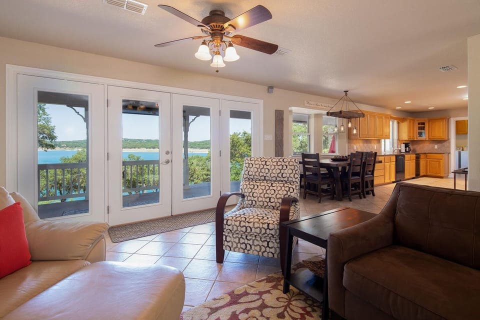 open dining room and kitchen also offer another opportunity to soak in the scenery!