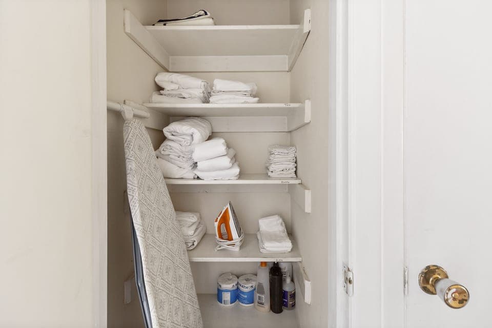 Iron, Towels Linens, Soap, Shampoo