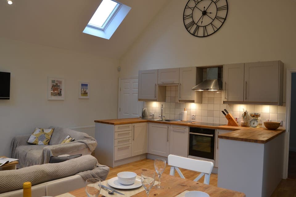 The kitchen area is modern and well appointed.