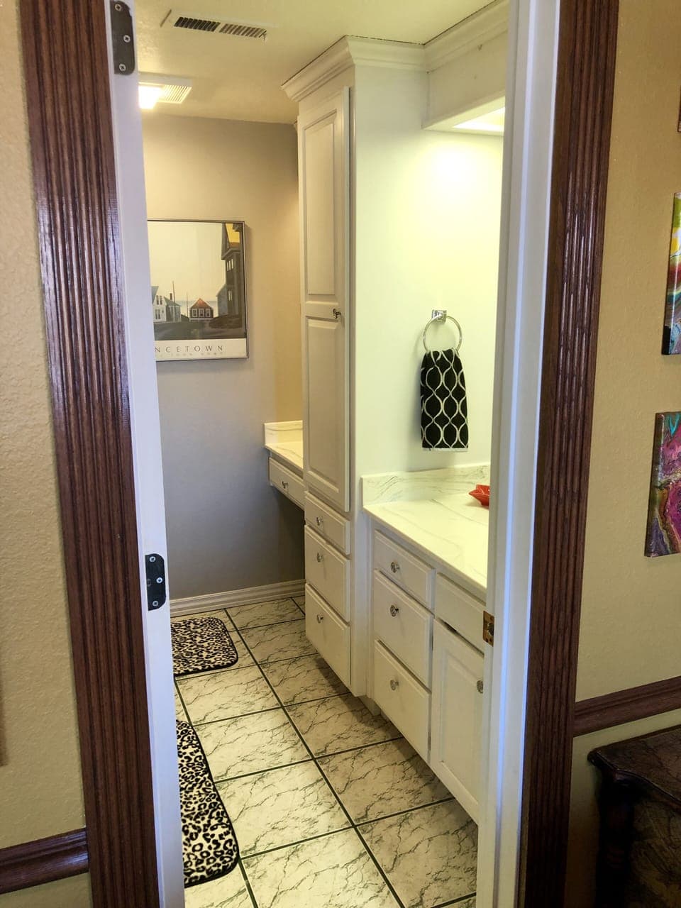 Bathroom with vanity and plenty of towels!