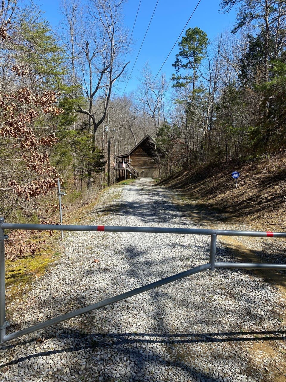 Gated driveway to cabin 