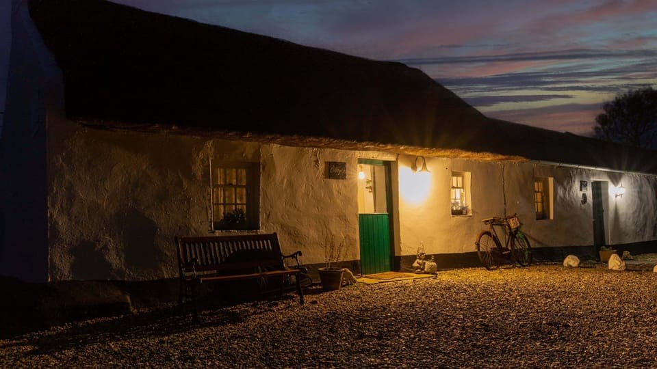 Traditional thatched cottage on the coast