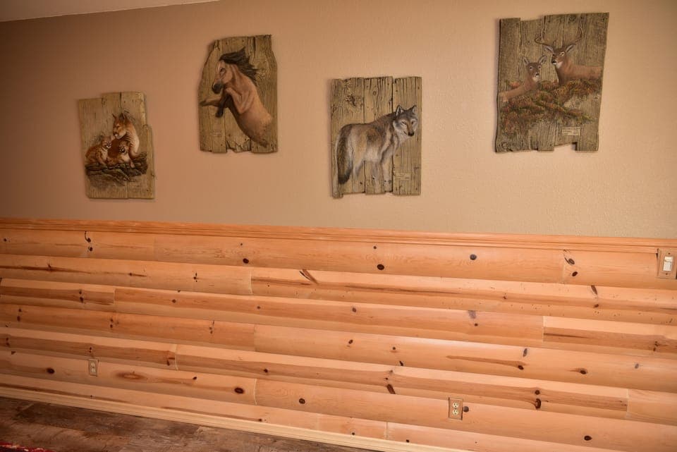 Log siding in Bedroom