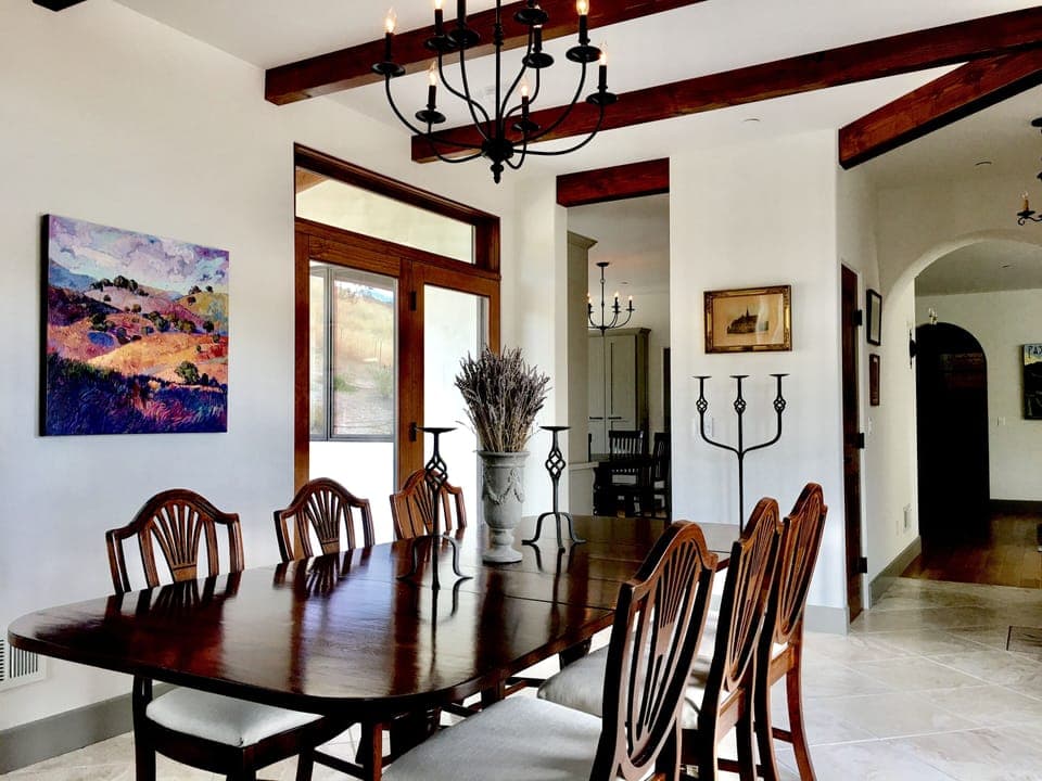 Dining room adjacent to the kitchen and family room.