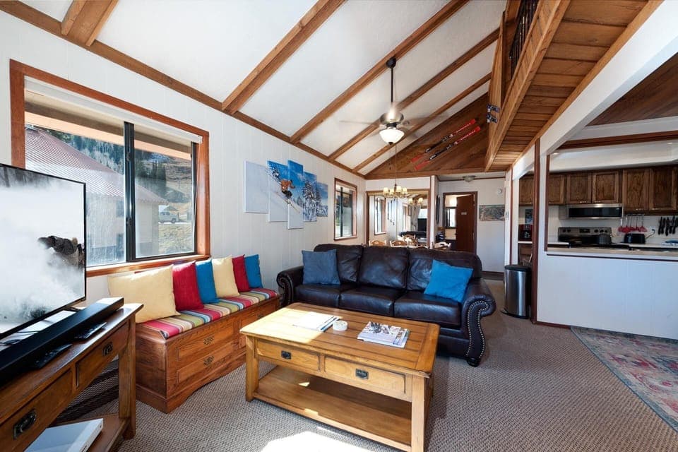 Main Living, Kitchen and Dining Spaces - Wood Burning fireplace (wood provided), TV and 2 pull out couches (queen)