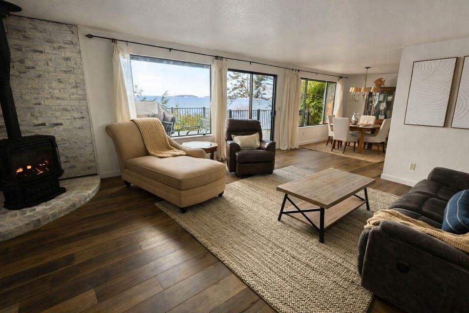 Ocean views and a cozy fire.  This is where slow island days begin.