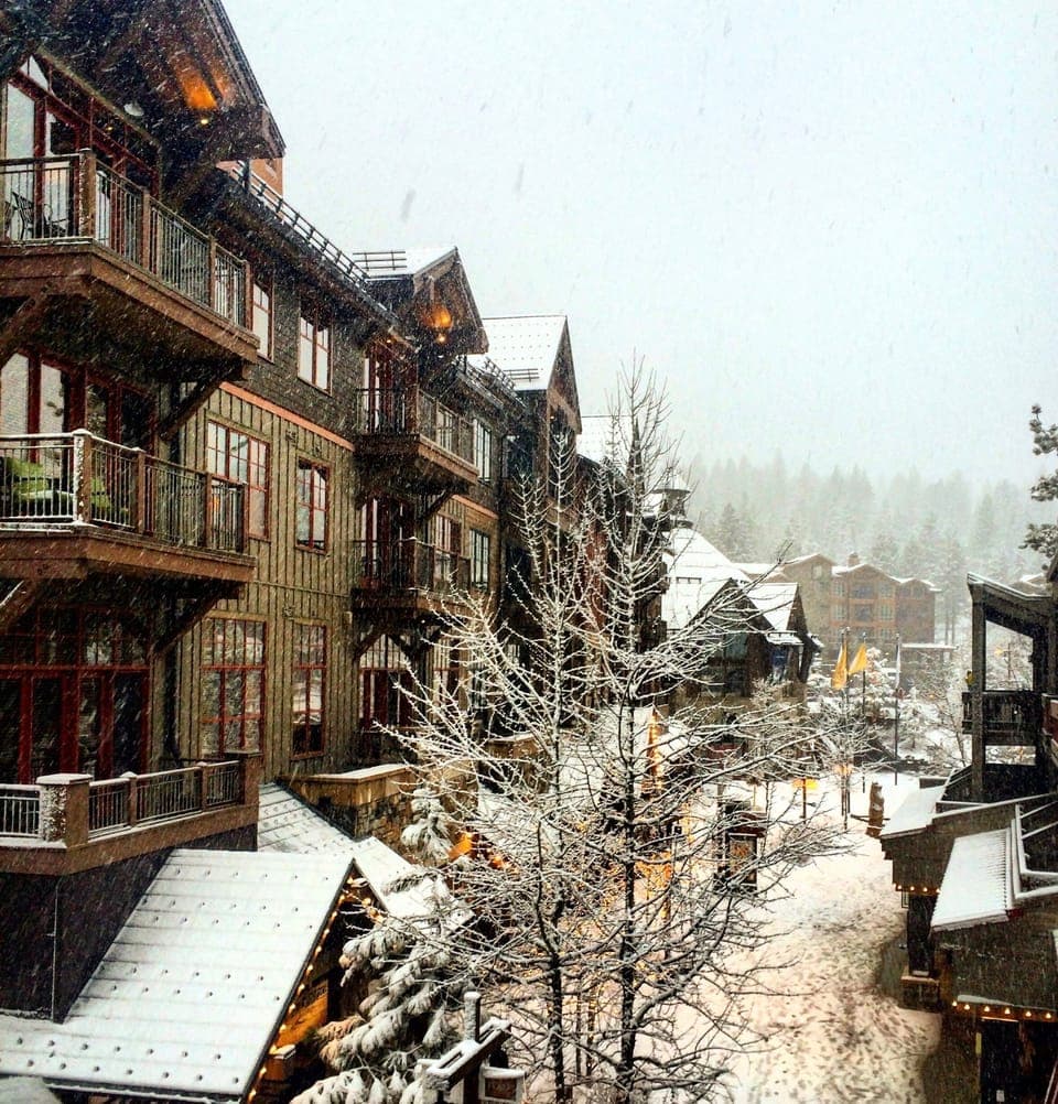 Beautiful Winter view of Northstar Village from Condo Deck