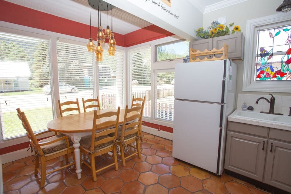 Dinning area off the kitchen gives you a great view of the mountain.