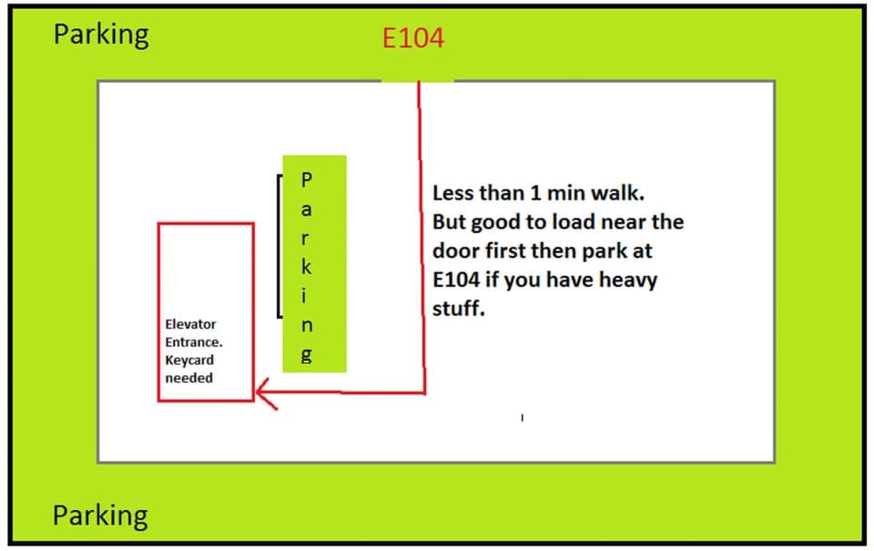 Level E Parking to Elevetor