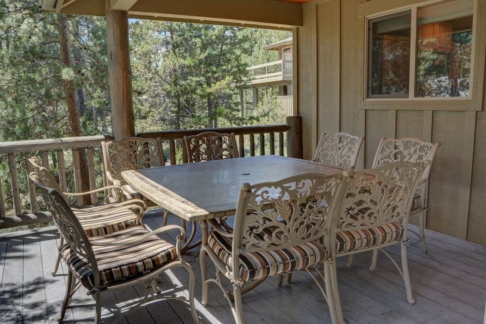 Covered deck table seats 8!