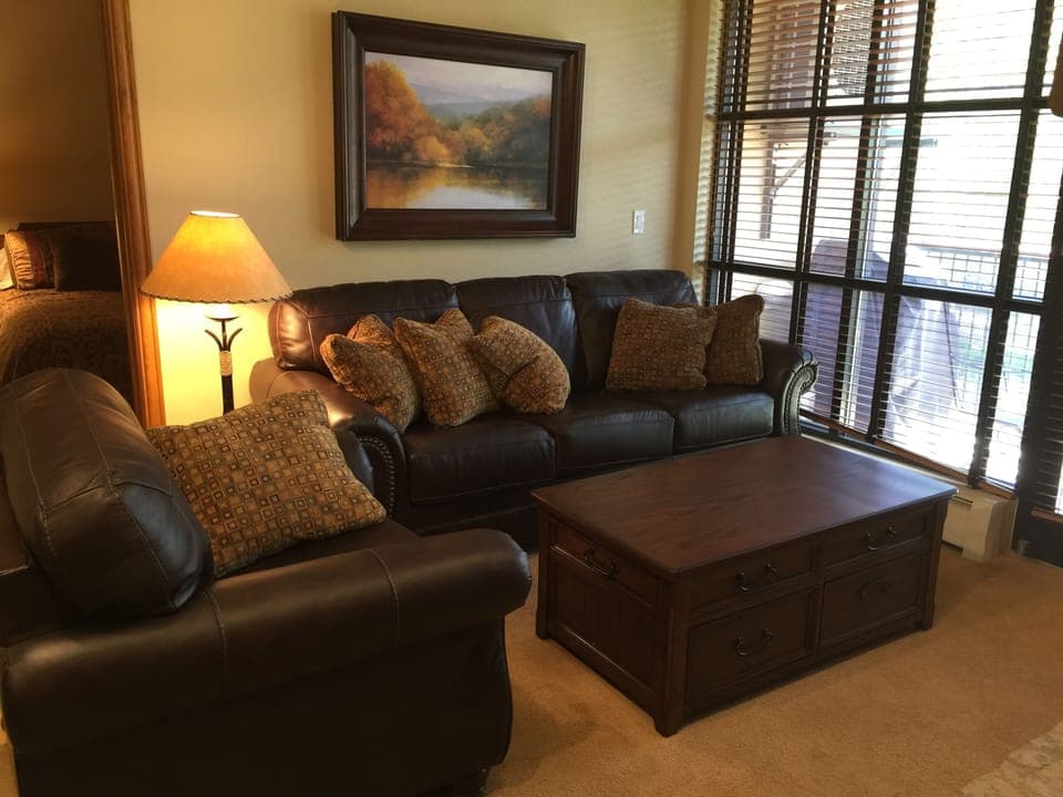 Leather couch and oversize chair.  Couch includes a queen size sleeper.