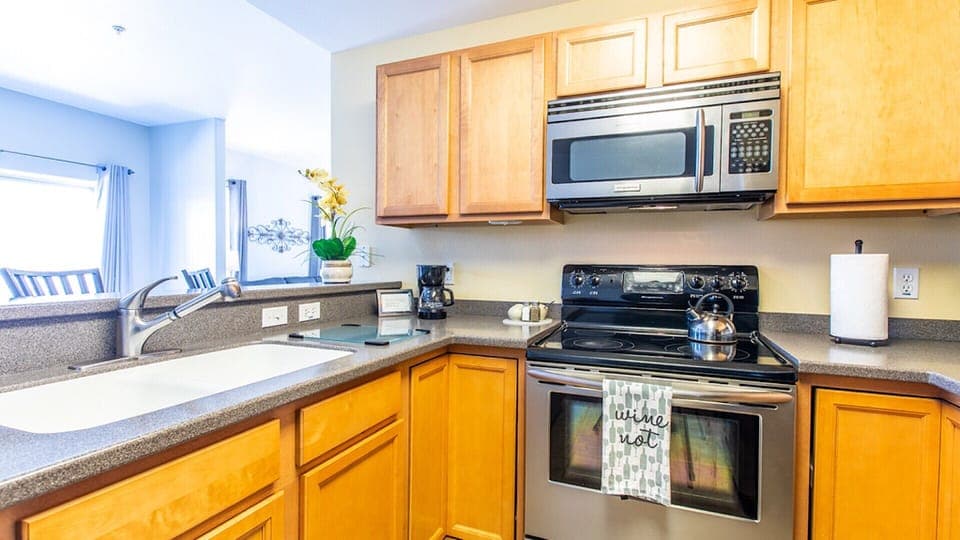 Kitchen looking into living area. 