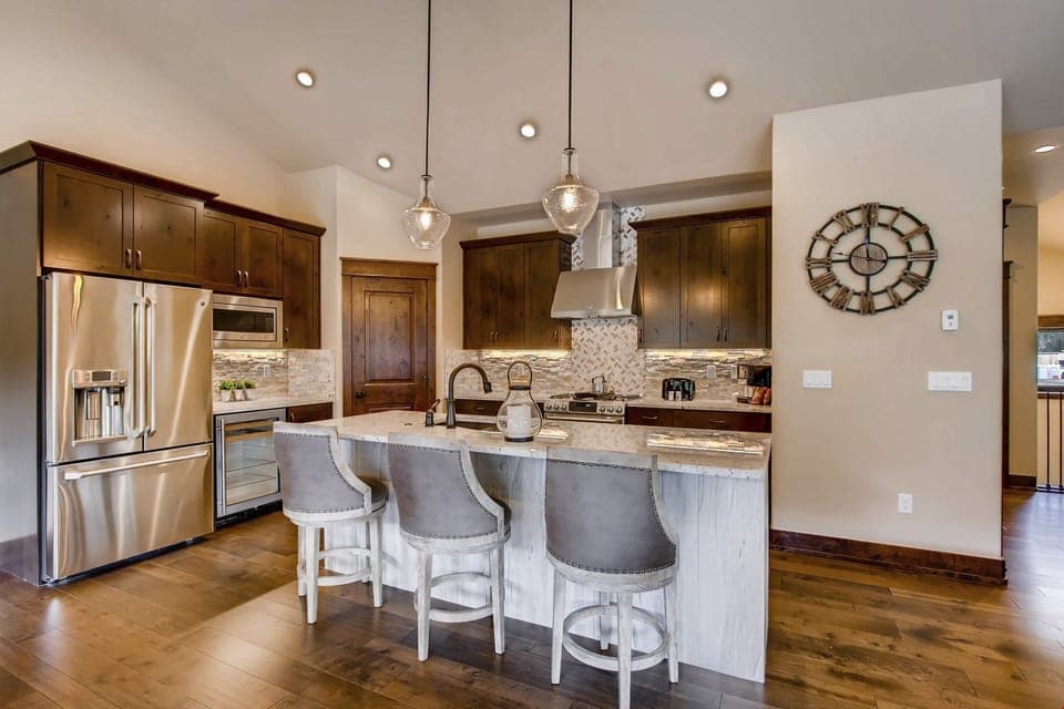 Keep the cook company at the breakfast bar.