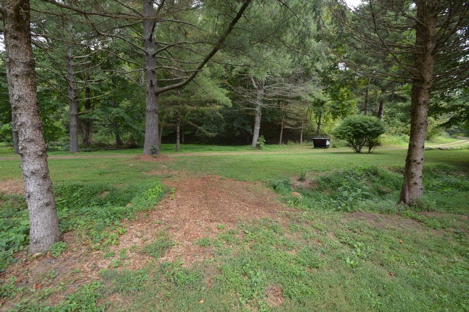 Trash bin is located across the creekbed and is for both homes.