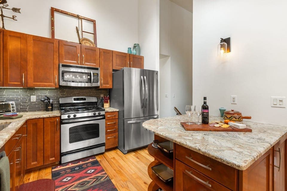 Gas stove, Refrigerator, freezer, microwave, all the appliances you need