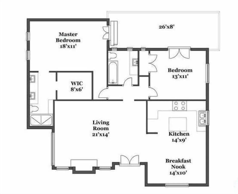 Ideal floor plan for privacy of bedrooms.
