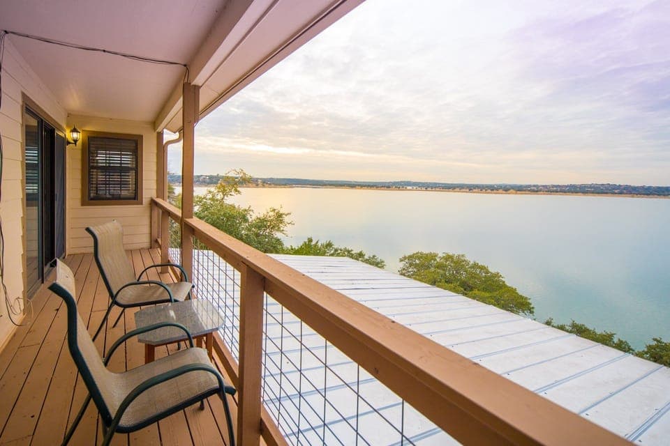 Sweeping lake views from master bedroom deck