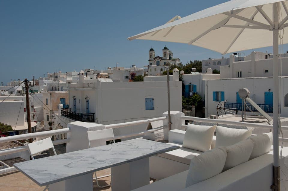 The view of the village under the umbrella