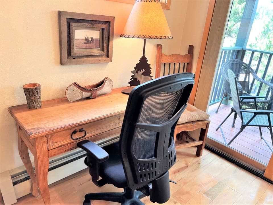 Living room desk area to work remotely - we hope you don't have to!!