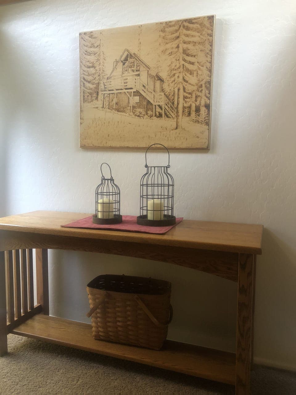 Custom wood burned picture of the house