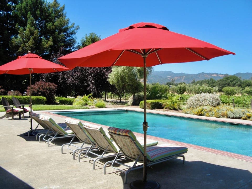 Pool area looking towards vineyard