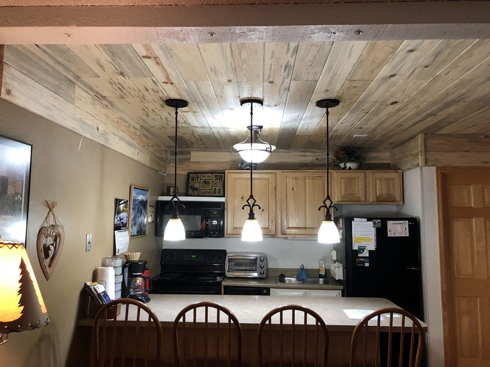 Newly remodeled kitchen with Colorado’s Pine beetle wood!