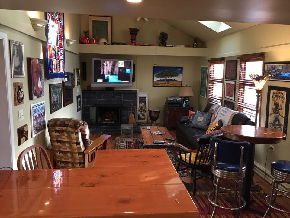 World Traveler living room with Apple TV Cable. All sports.  