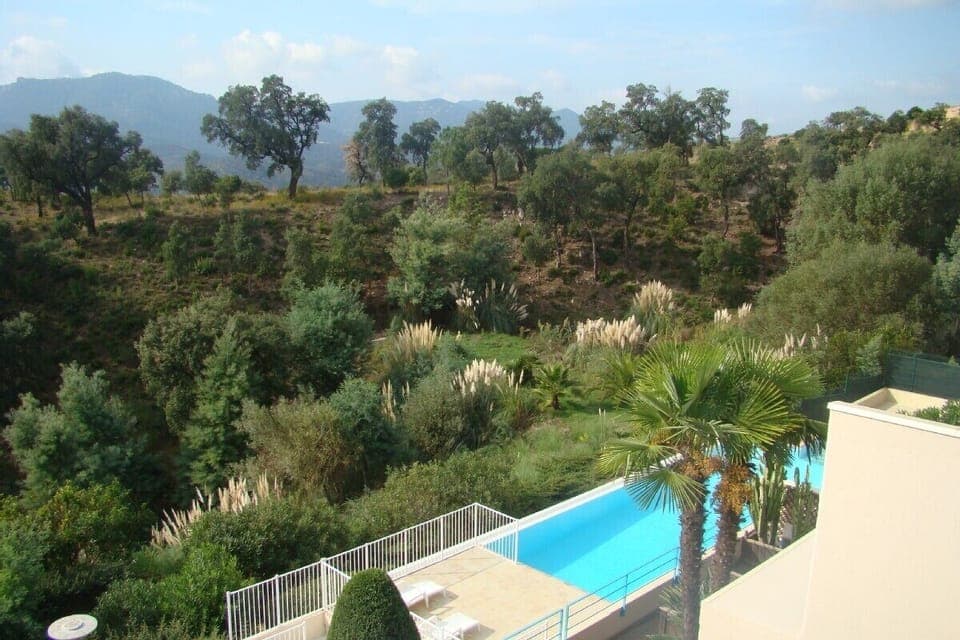 View from apartment on swimming pool and Esterel