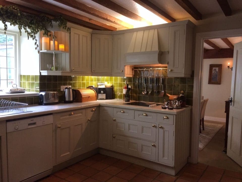 Monastery Barn: Kitchen - shaker style overlooking the garden. Fully equipped