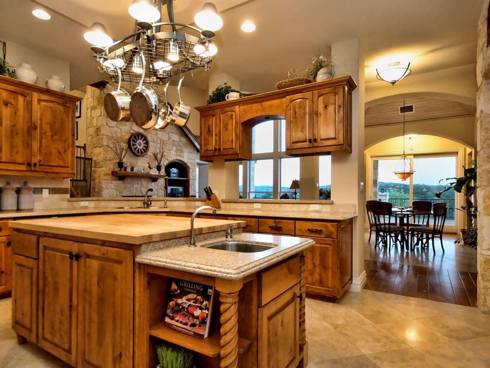 Kitchen amenities: gas stove, oven, sub zero type refrigerator