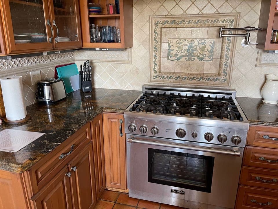 Kitchen with gas stove