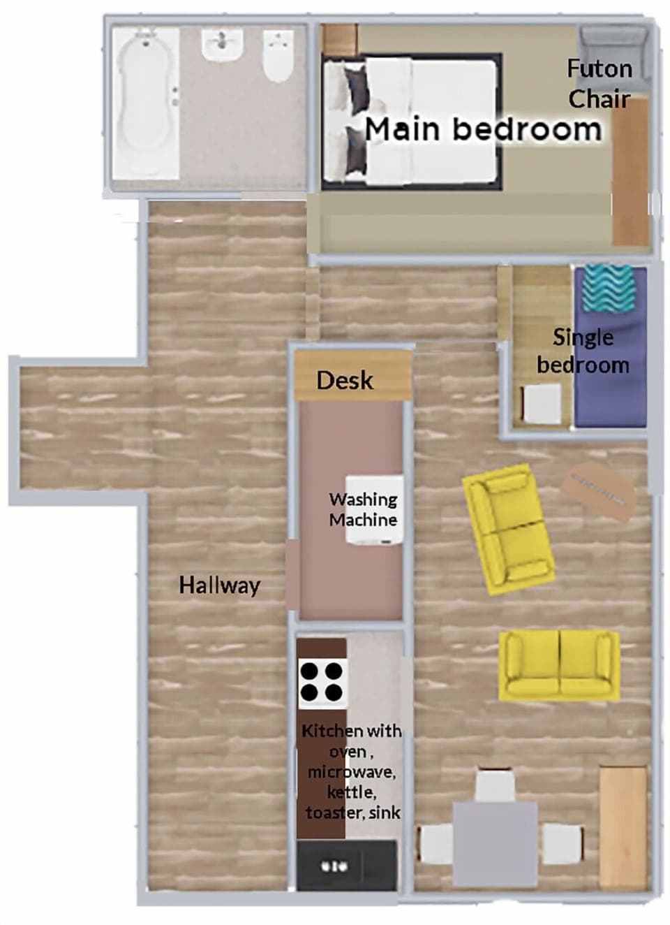 Floor plan showing the available space