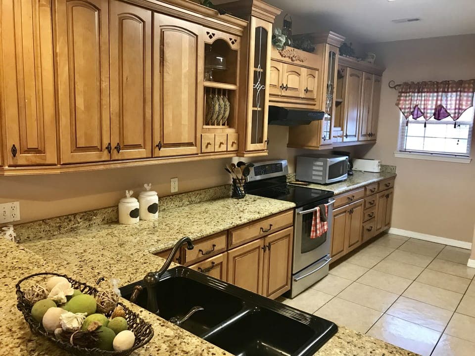 Kraftmaid kitchen with all appliances, electric griddle, crock pot, blender. 
