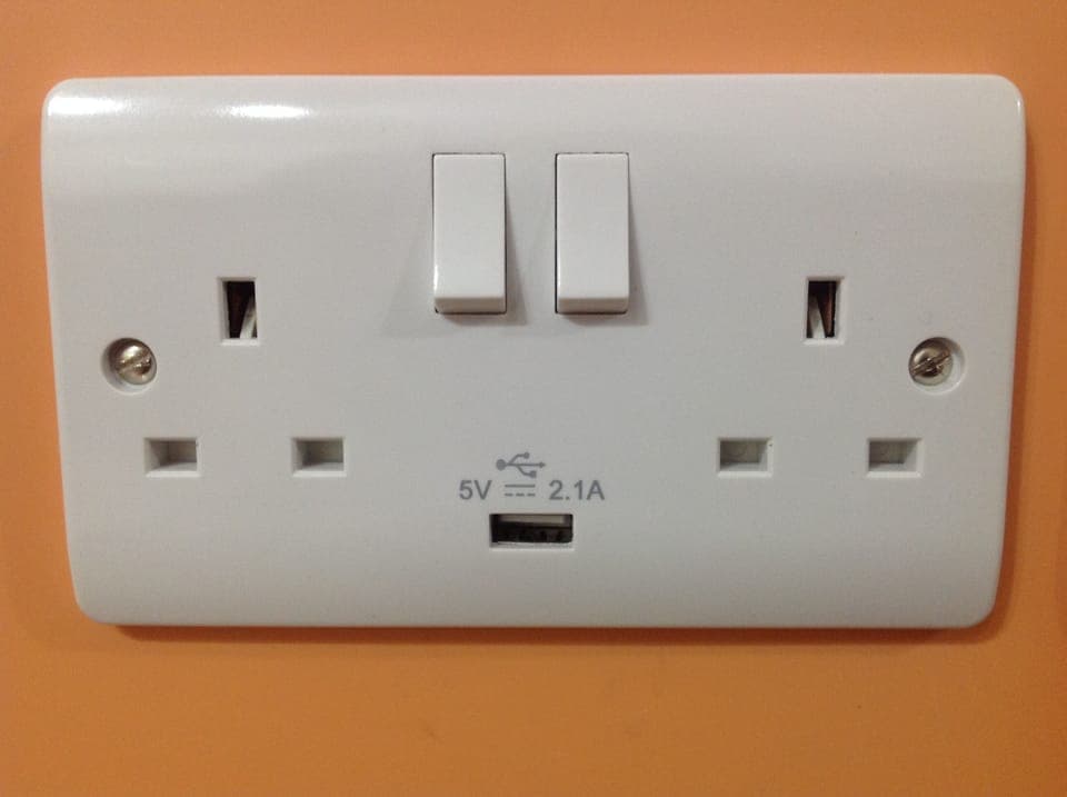 USB sockets in both bedrooms and the kitchen.