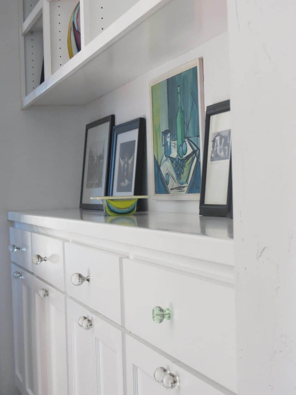 dining room shelves, drawers and cabinets.