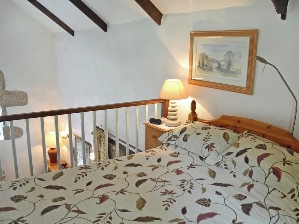 Comfortable galleried double bedroom | Chywood Barn, Breage, near Helston