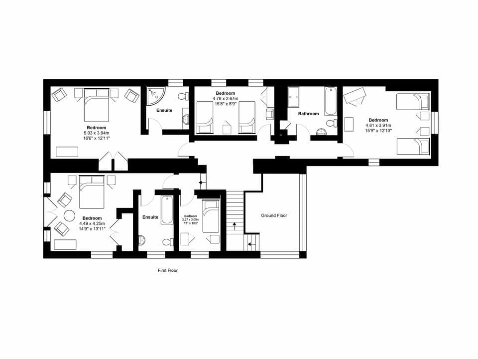 Floor plan of first floor | Polmear Barn, Tregoodwell, Camelford