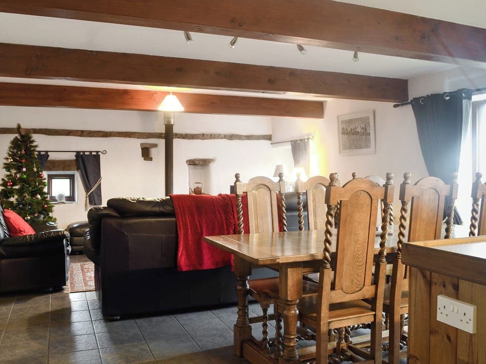 Open plan living space with character at Christmas | The Old Goat House, Thornton Rust, near Leyburn