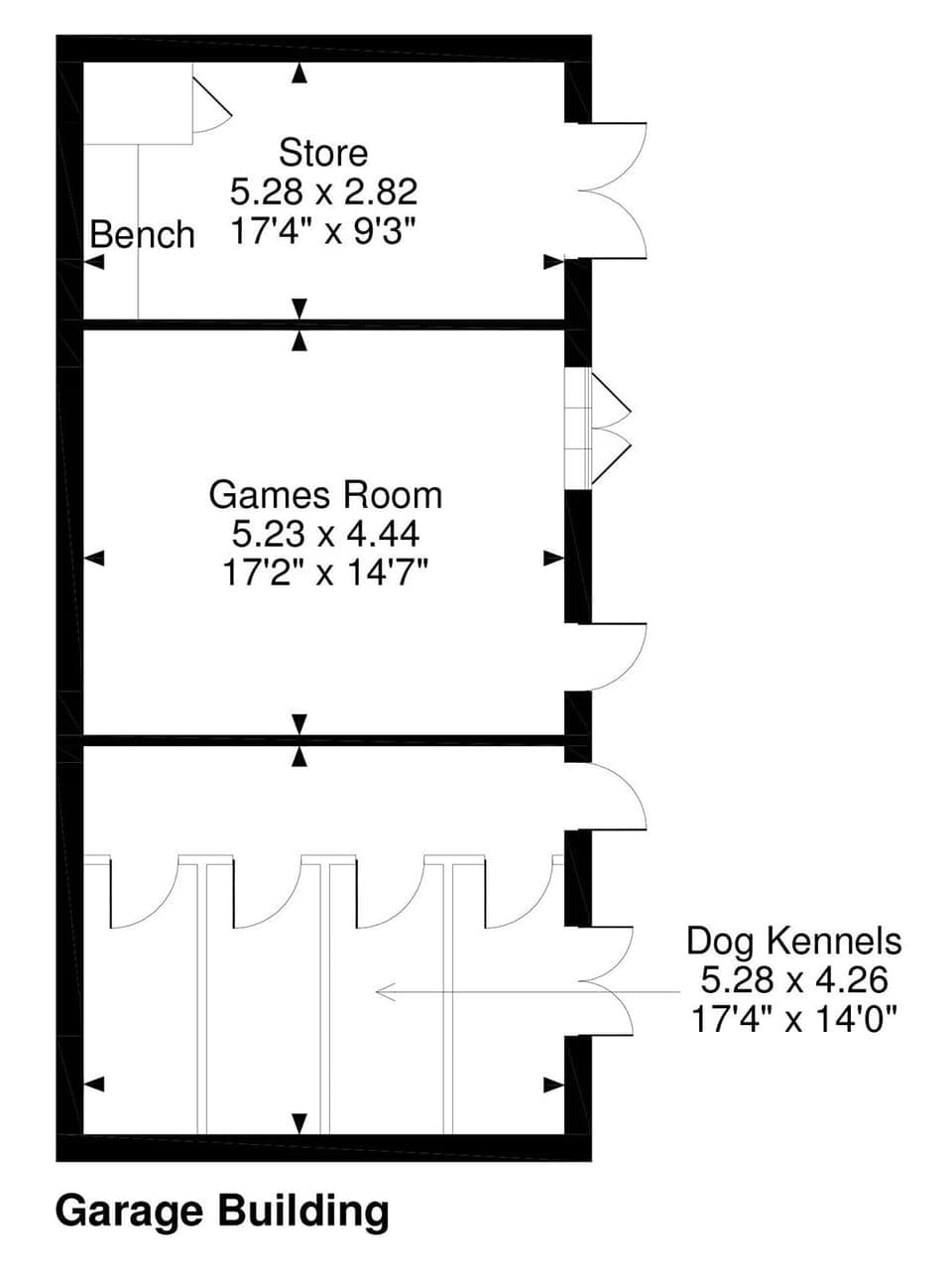Floor plan of garage building | Beer Farm, Waterrow, near Wiveliscombe