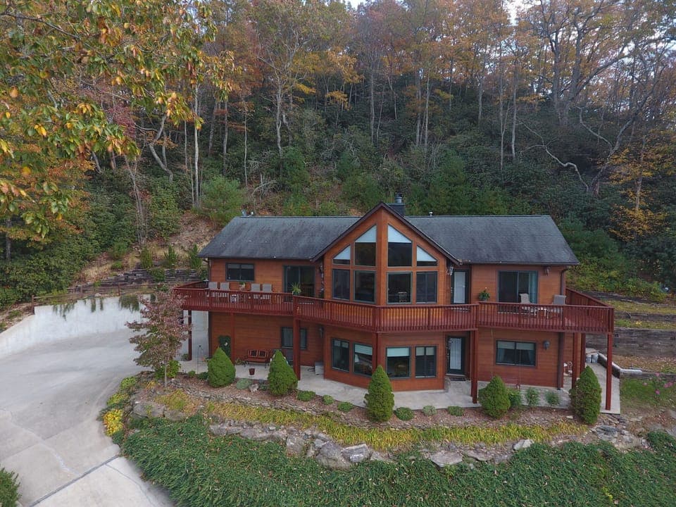 Front elevation of house,  Note concrete driveway and access to garage