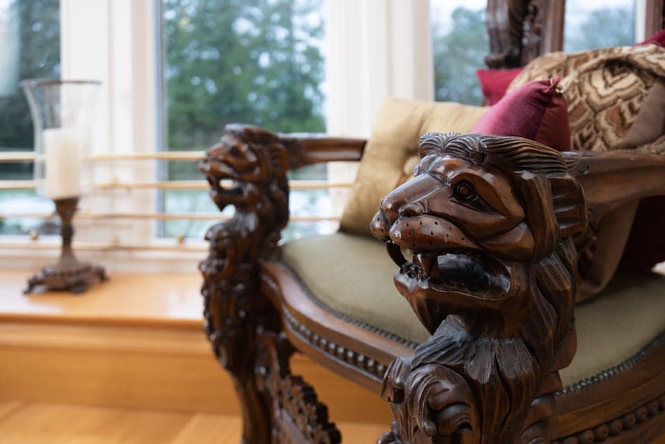 Beautifully carved mahogany throne chairs