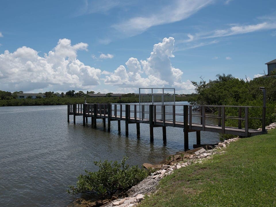 Private pier for fishing, dolphin and manatee watching.