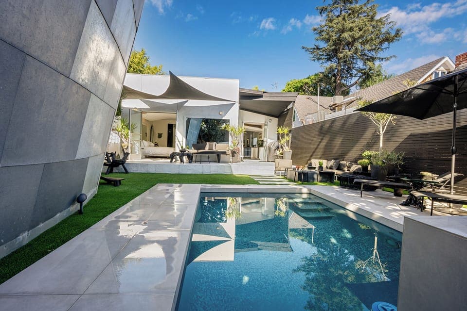 backyard secluded luxury pool and spa  garden 