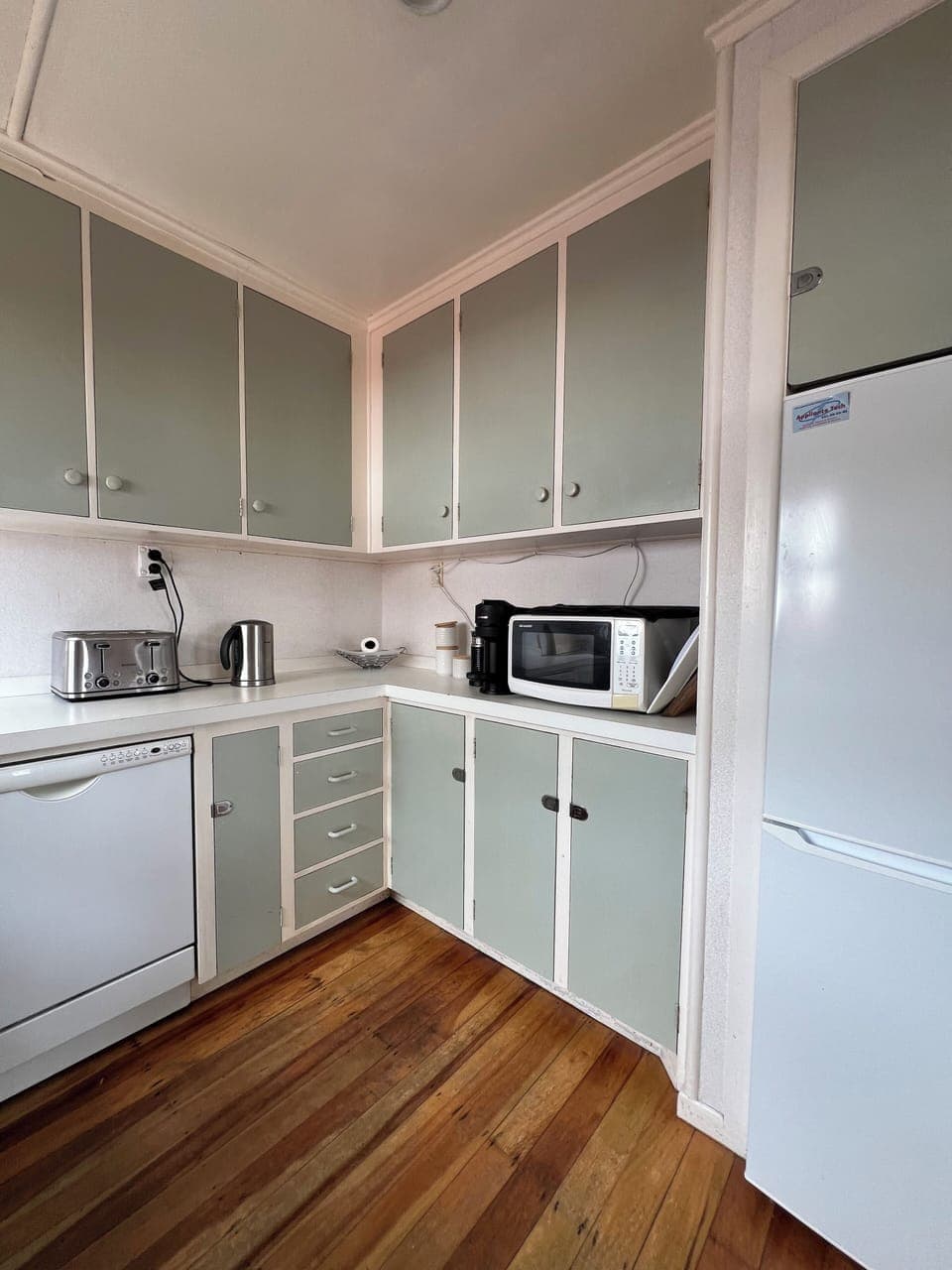 Kitchen, small fridge freezer, microwave & Nespresso coffee  machine