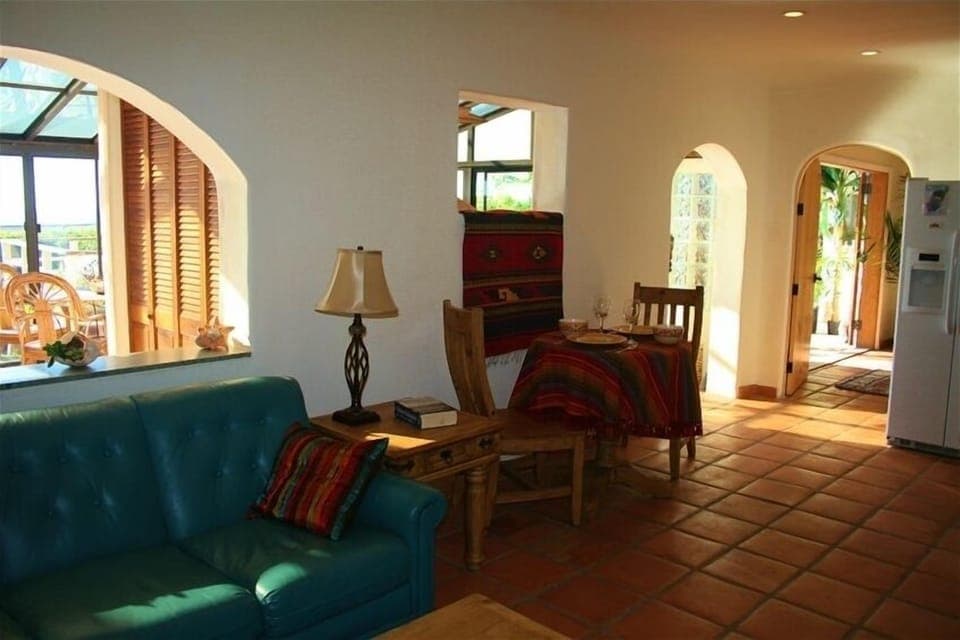 Living room looking out to the sunroom