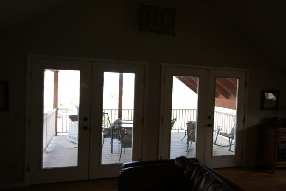 Looking from the inside out to the deck overlooking our beautiful Animas Valley
