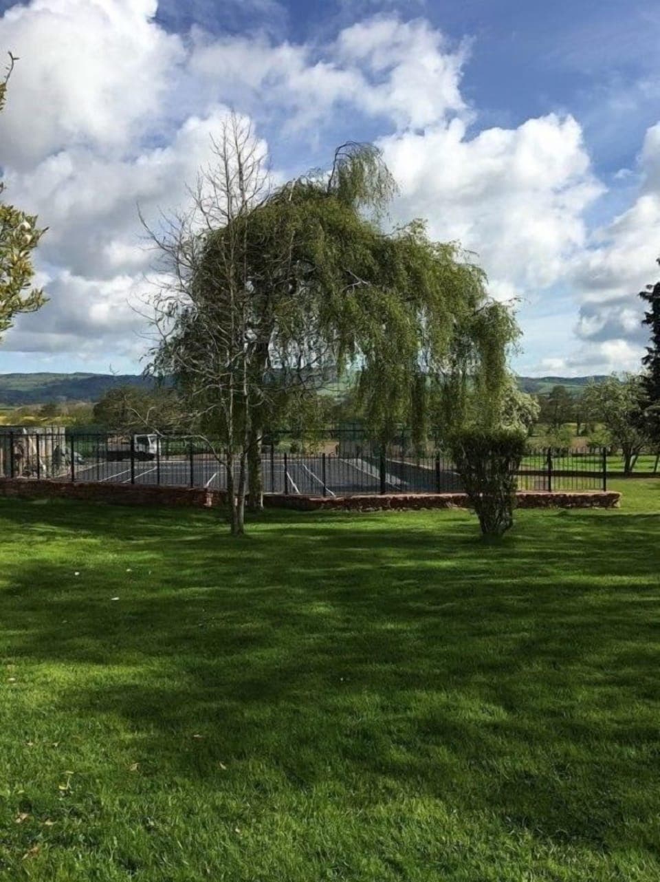 Towards the tennis court & Quantock Hills