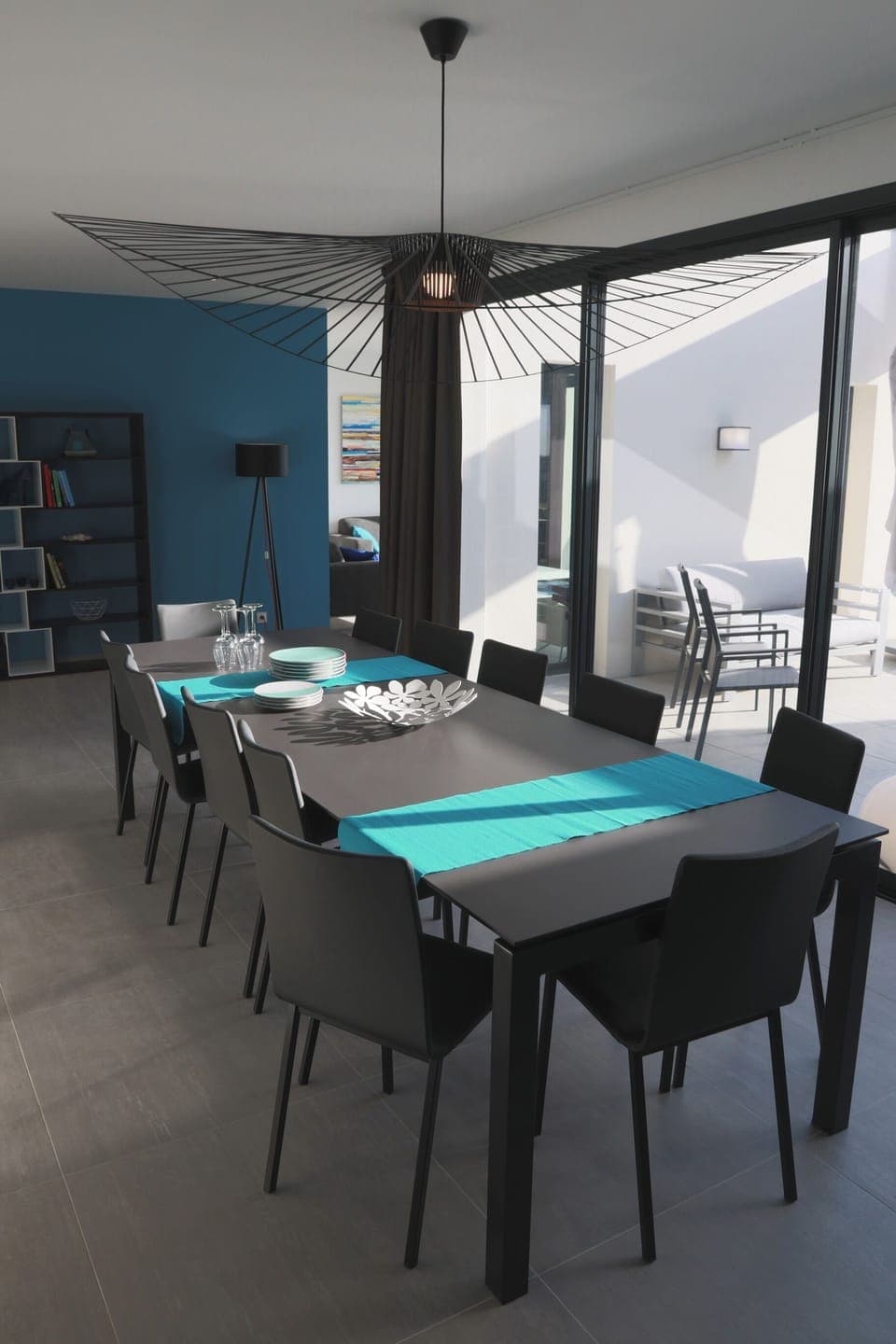 Living area opening onto the terrace and pool